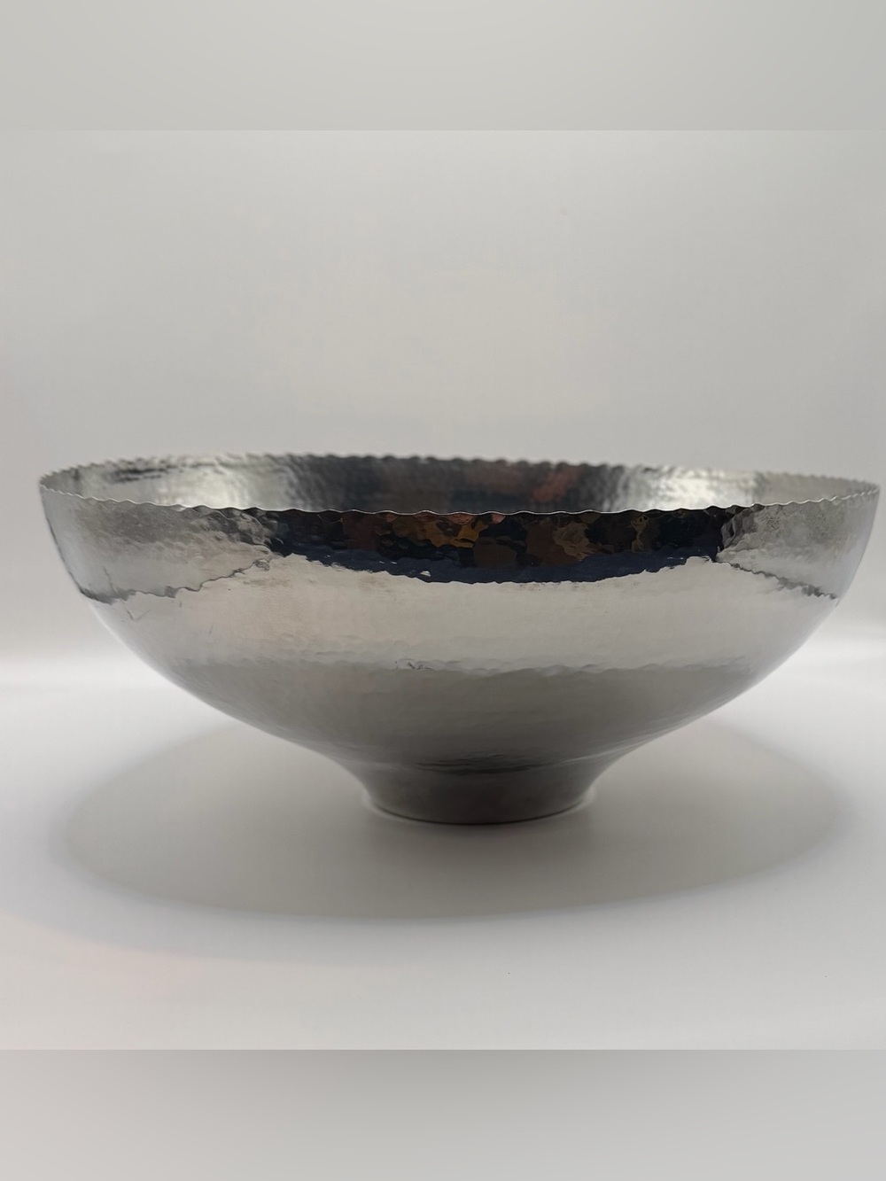 Crate & Barrel Large Astor Hammered Silver Bowl 10.5”